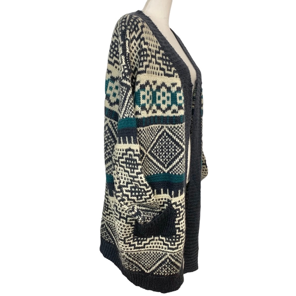 FREEWAY Geometric Print Rabbit Hair Blend Cardigan Sz M - Picture 2 of 9